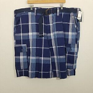 NWT U.S. Polo Assn. Cargo Shorts Plaid Blue Size 50